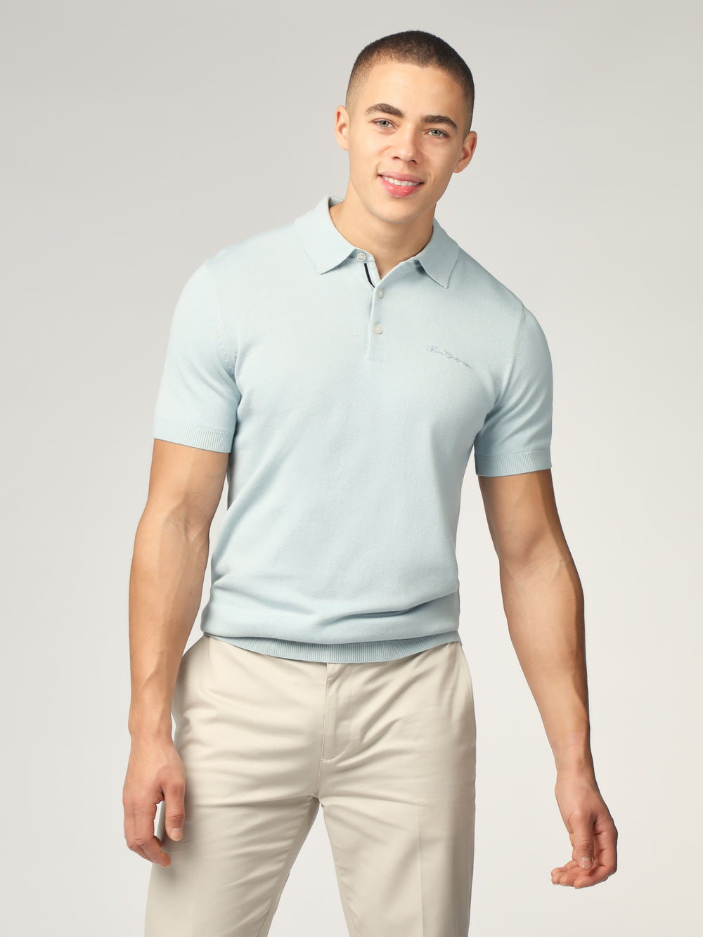 Blue Ben Sherman Signature Short Sleeve Polo Knitwear | 960542-TRE