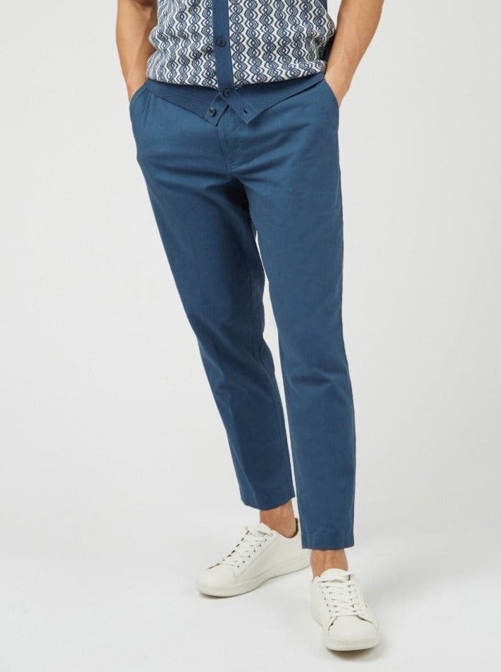 Blue Ben Sherman Signature Slim Taper Linen Pants | 635210-YAW