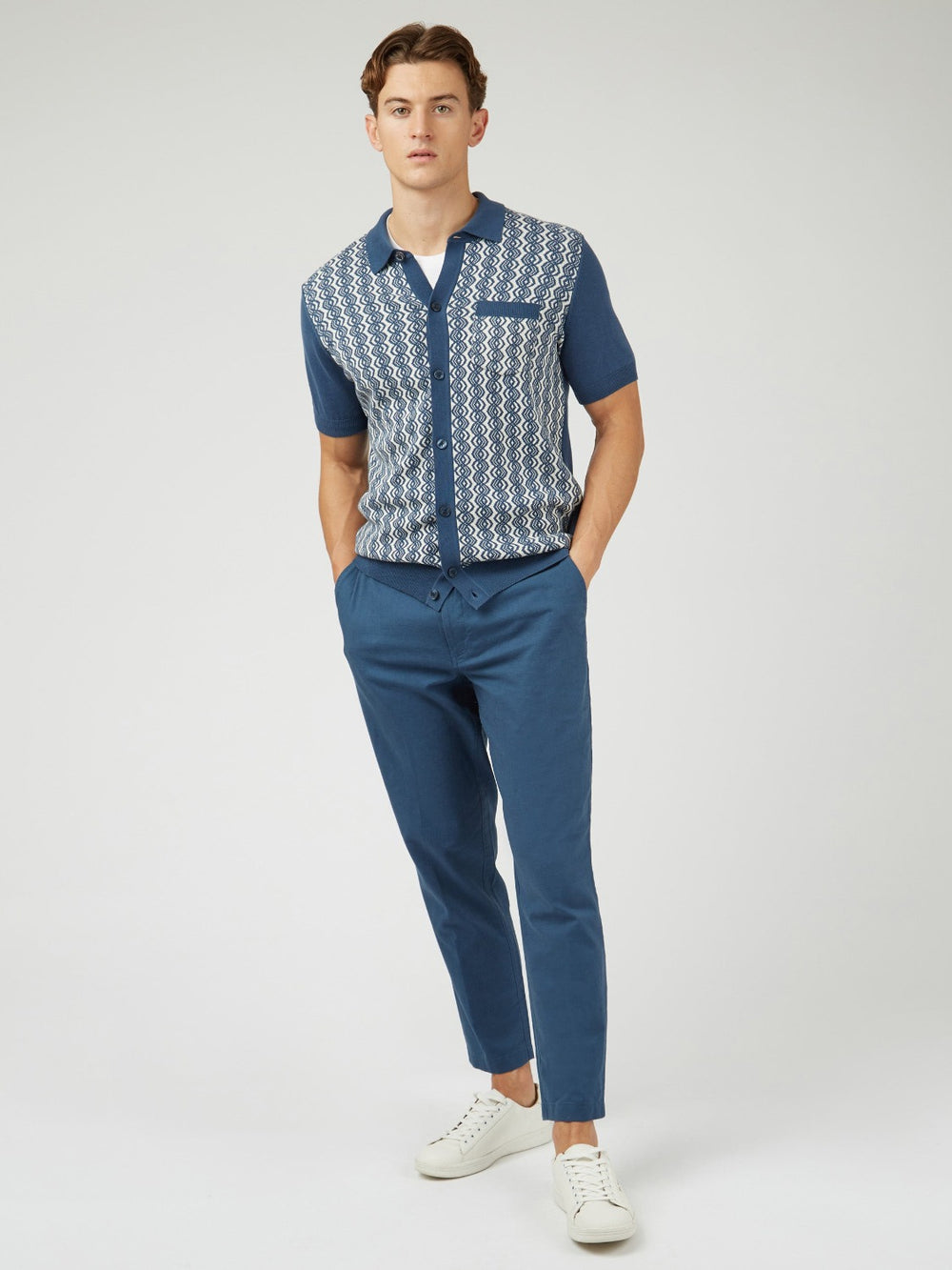 Blue Ben Sherman Signature Slim Taper Linen Pants | 635210-YAW