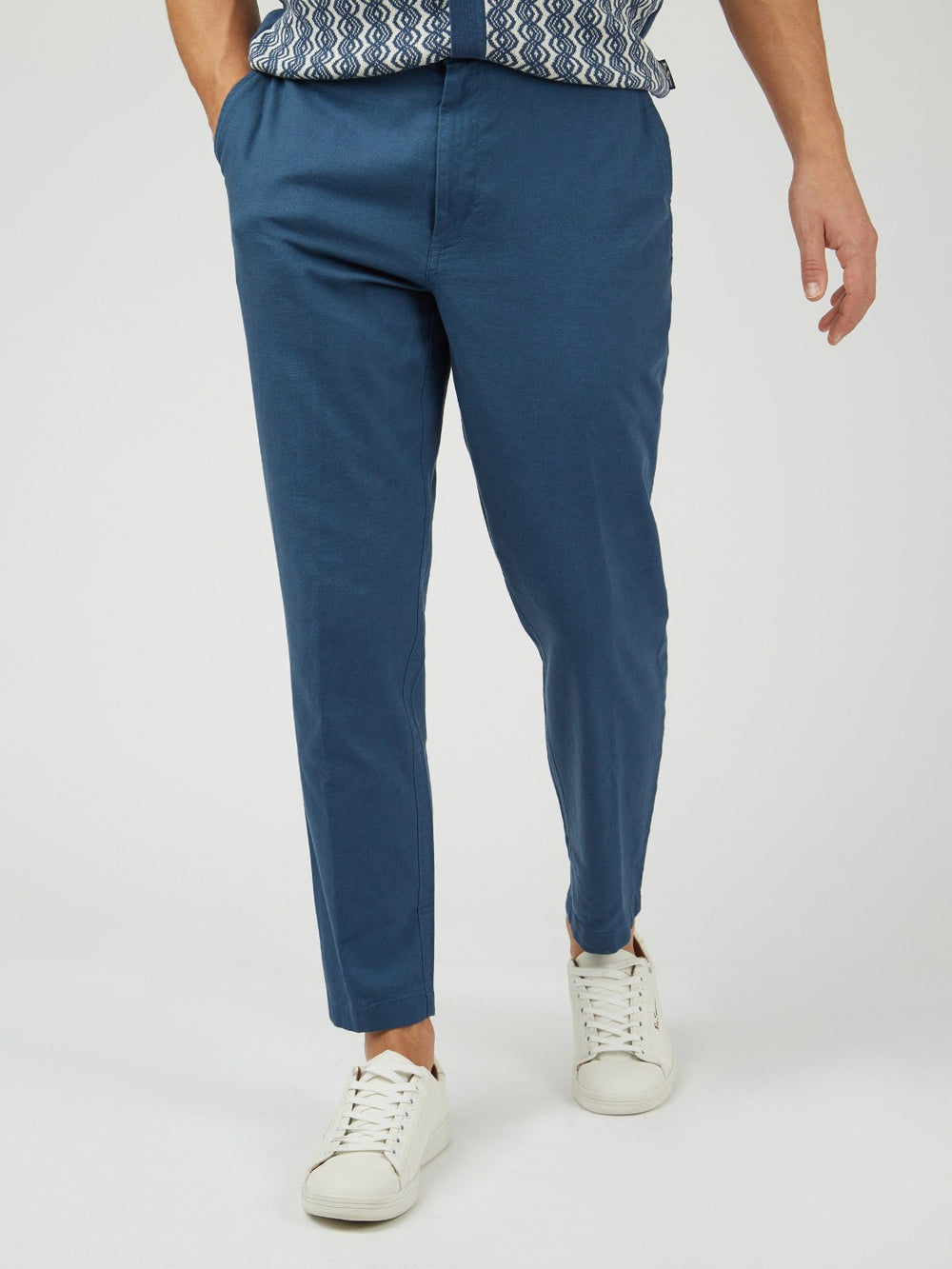 Blue Ben Sherman Signature Slim Taper Linen Pants | 635210-YAW