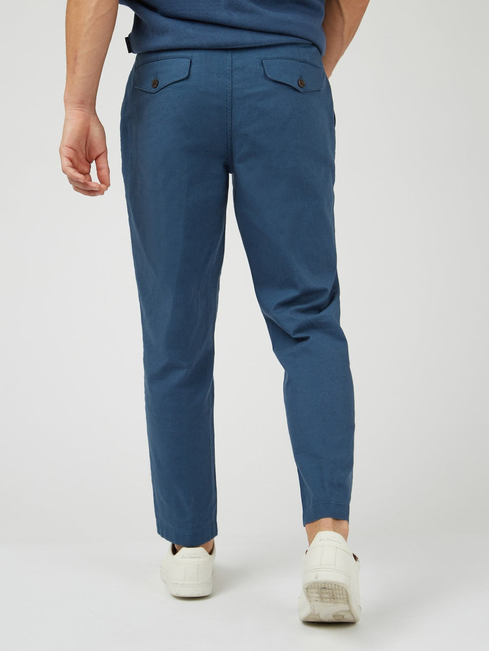 Blue Ben Sherman Signature Slim Taper Linen Pants | 635210-YAW