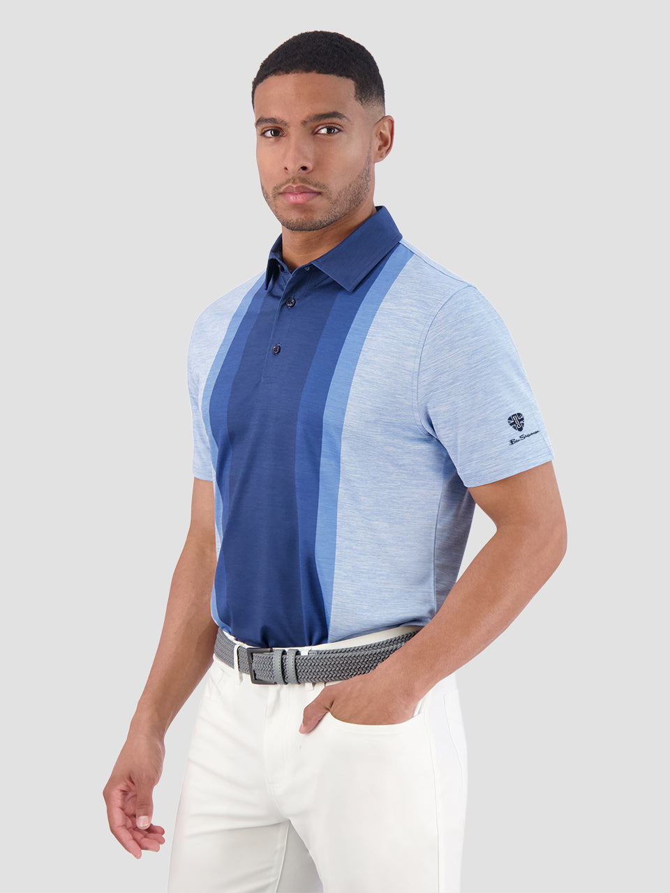 Blue Ben Sherman Vertical Stripes Polo Shirts | 690347-IZM