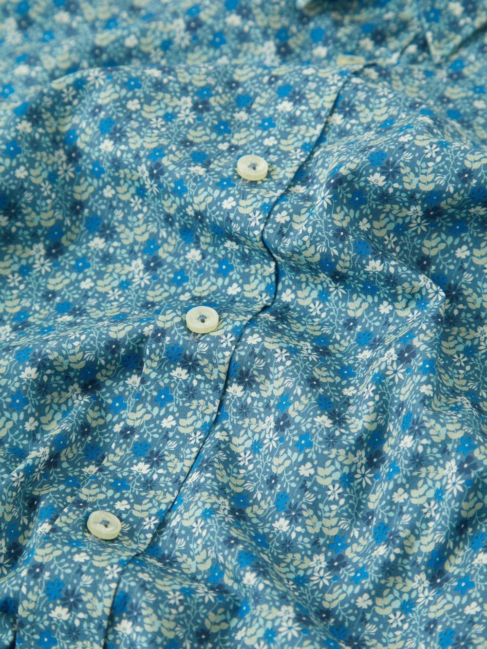 Blue Grey Ben Sherman Floral Print Long-Sleeve Shirts | 247630-UKB