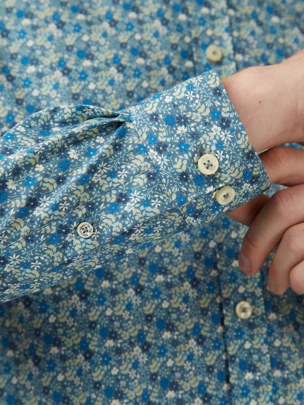 Blue Grey Ben Sherman Floral Print Long-Sleeve Shirts | 247630-UKB