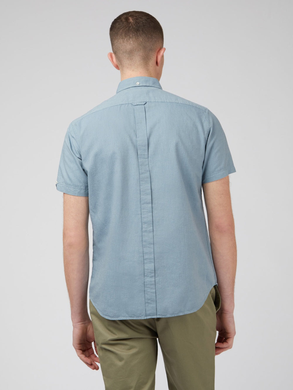 Blue Grey Ben Sherman Signature Organic Short-Sleeve Oxford Shadow Shirts | 043215-LVE