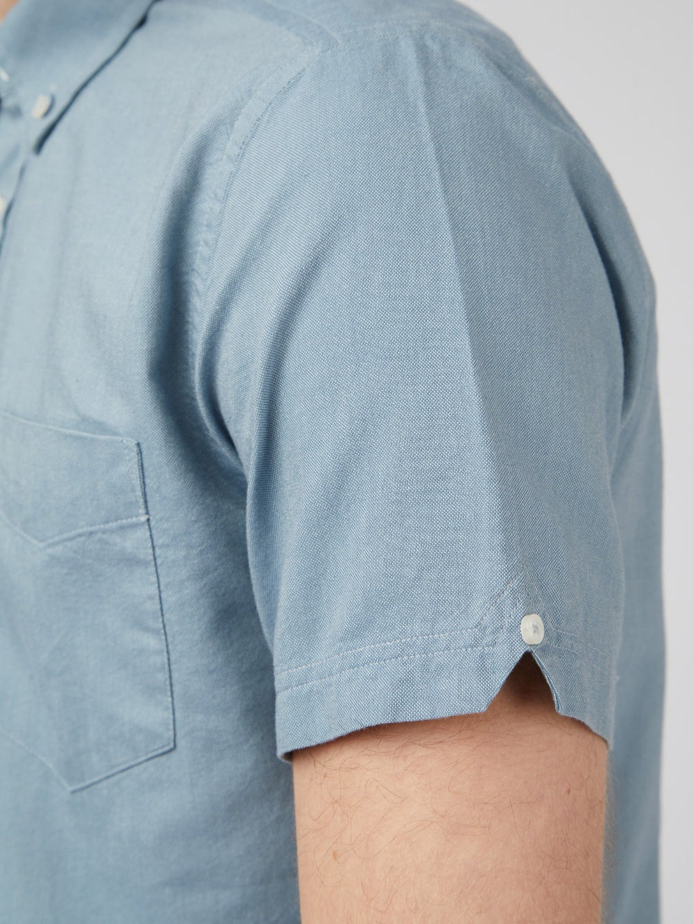 Blue Grey Ben Sherman Signature Organic Short-Sleeve Oxford Shadow Shirts | 043215-LVE