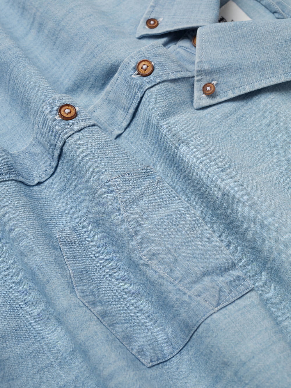 Blue / Navy Ben Sherman Long-Sleeve Chambray Shirts | 052184-TOC