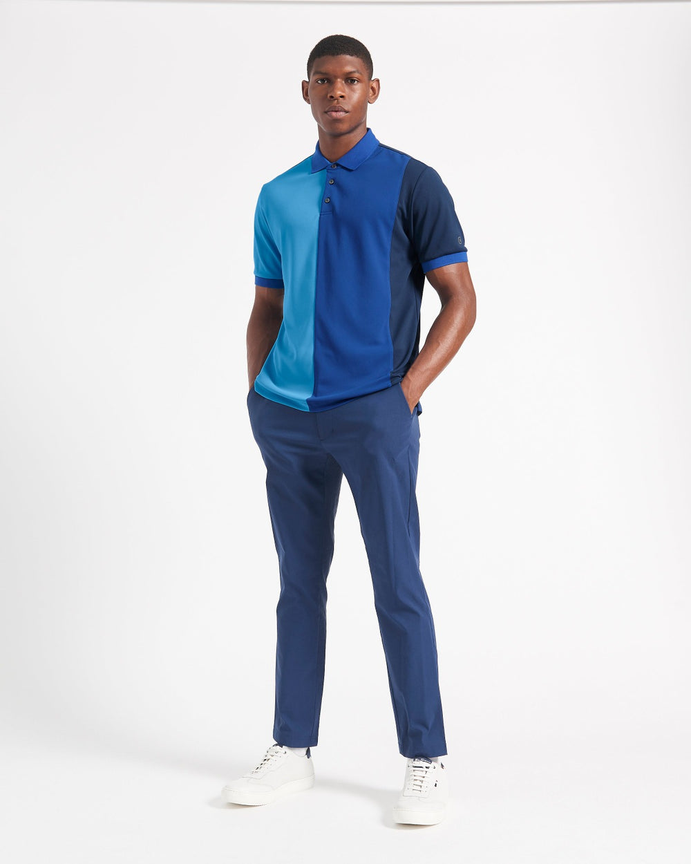 Blue / Royal Ben Sherman 360 Motion Stretch Colorblock Polo Shirts | 378069-PMA