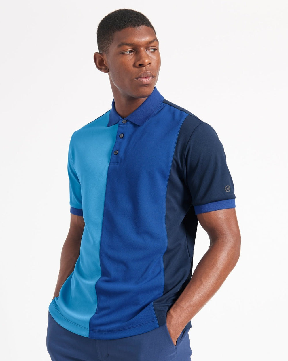 Blue / Royal Ben Sherman 360 Motion Stretch Colorblock Polo Shirts | 378069-PMA