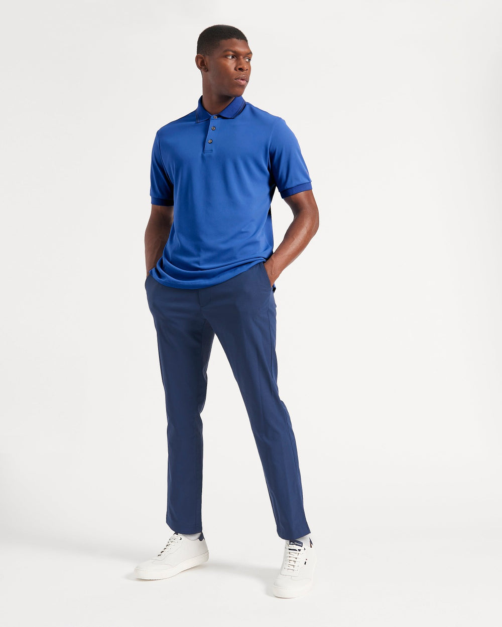 Blue / Royal Ben Sherman 360 Motion Stretch Polo Shirts | 546832-OQJ