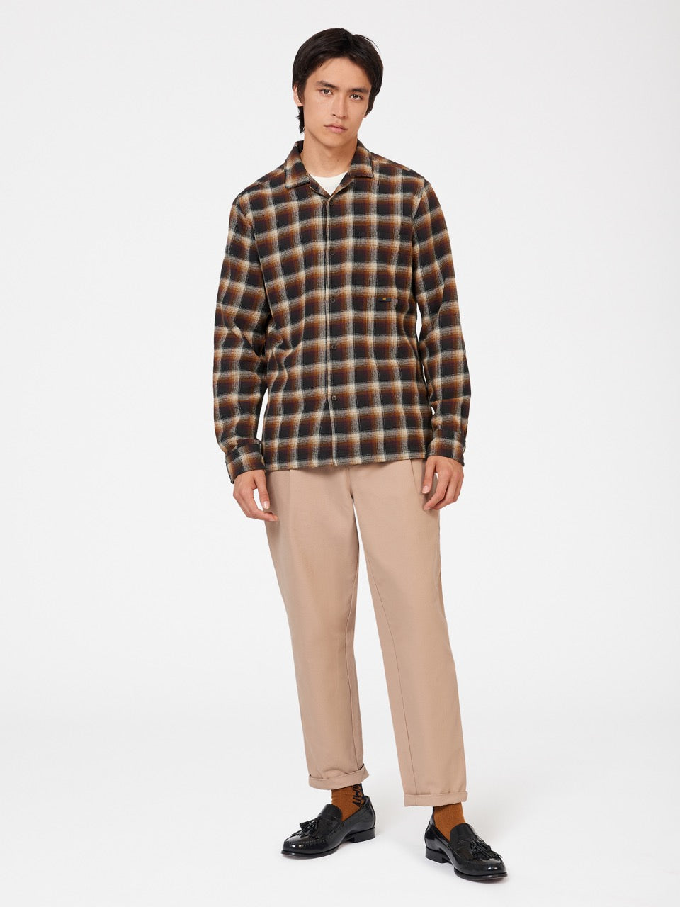 Brown Ben Sherman B by Ben Sherman Ombre Check Shirts | 619852-PIN