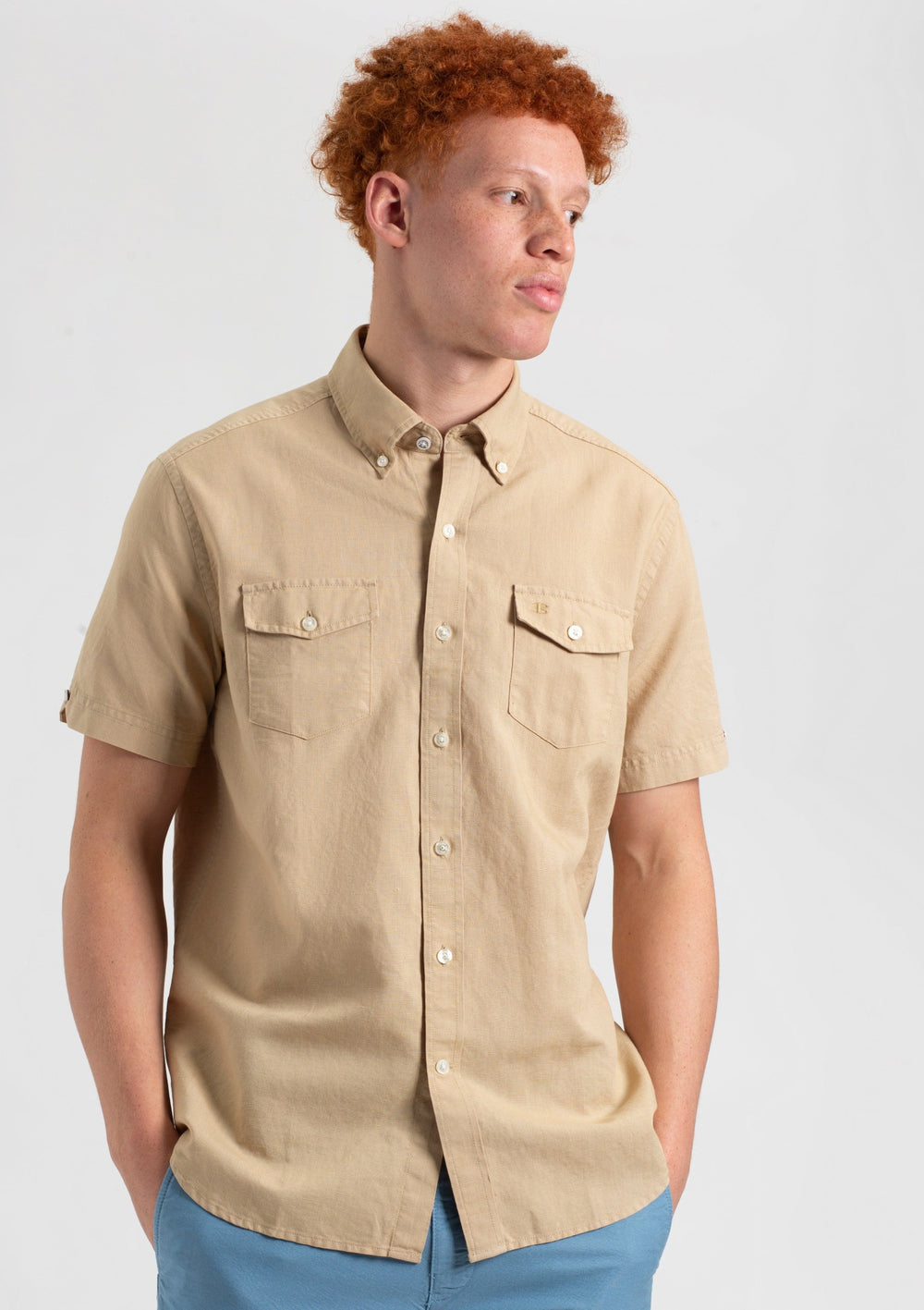 Brown Ben Sherman Garment Dye Linen Shirts | 147820-VSH