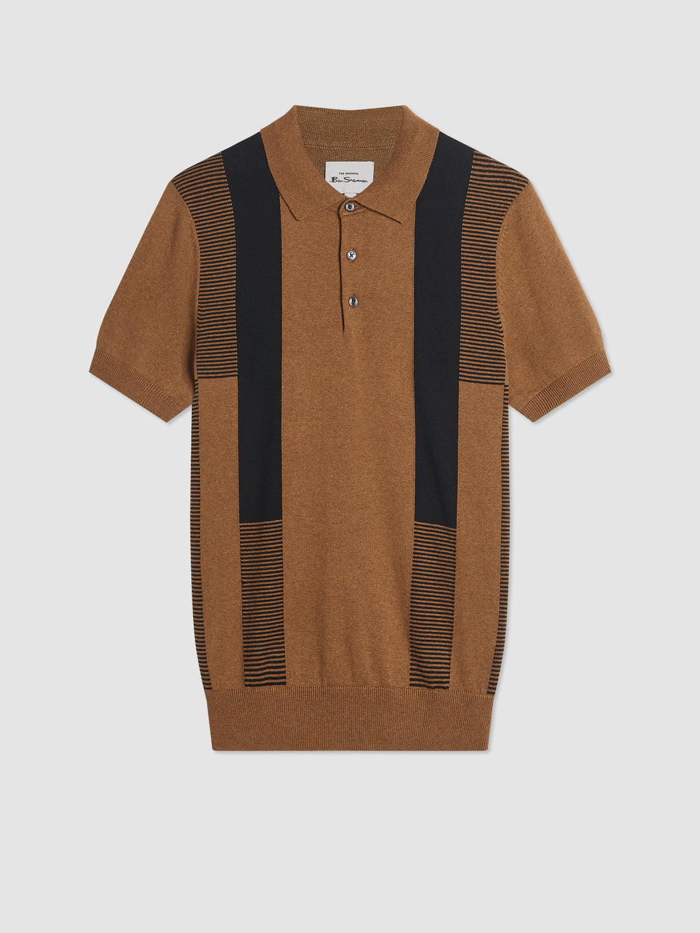 Brown Ben Sherman Intarsia Stripe Polo Neck Sweaters | 930276-DJP