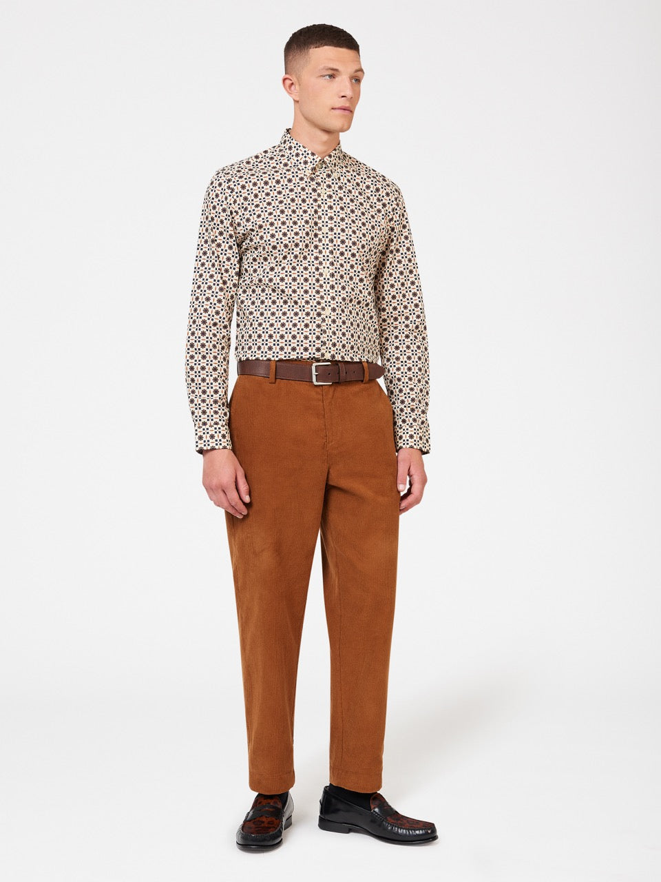 Brown Ben Sherman Retro Foulard Print Slim Fit Shirts | 849623-SYW