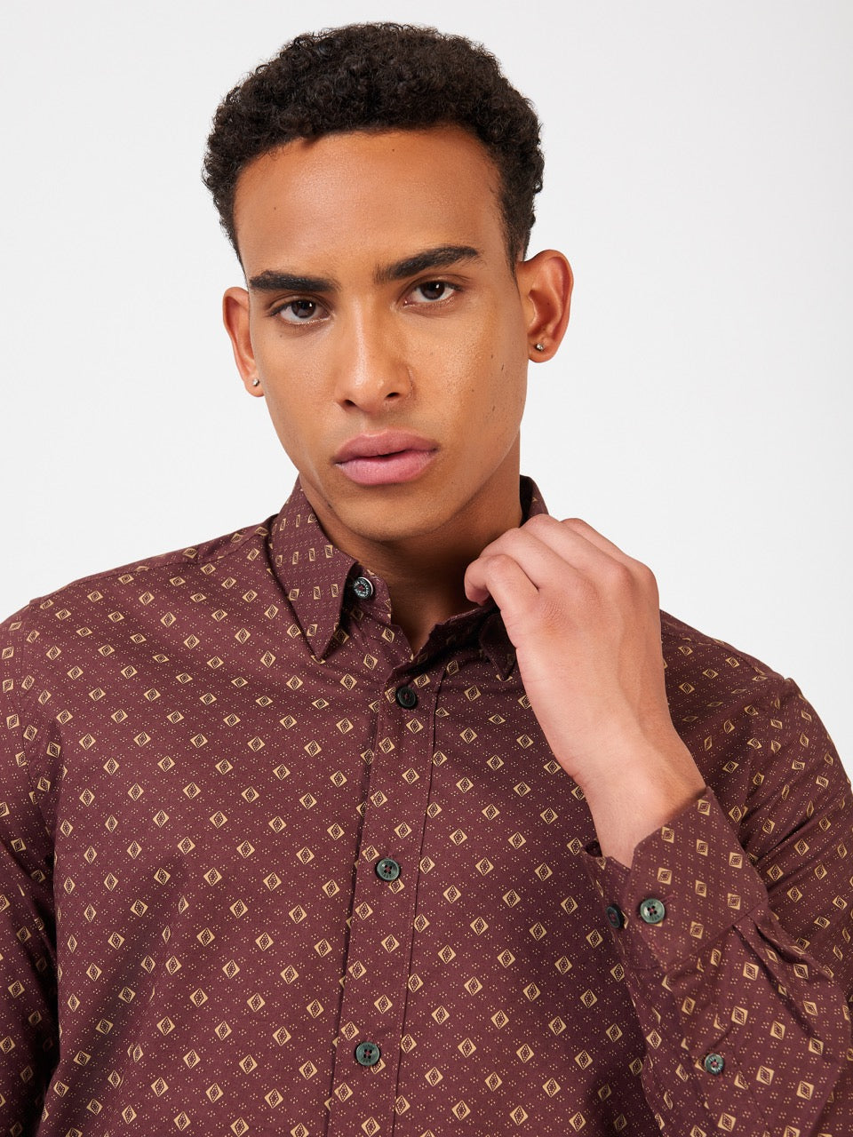 Brown Ben Sherman Signature Geo Shirts | 586217-TQH