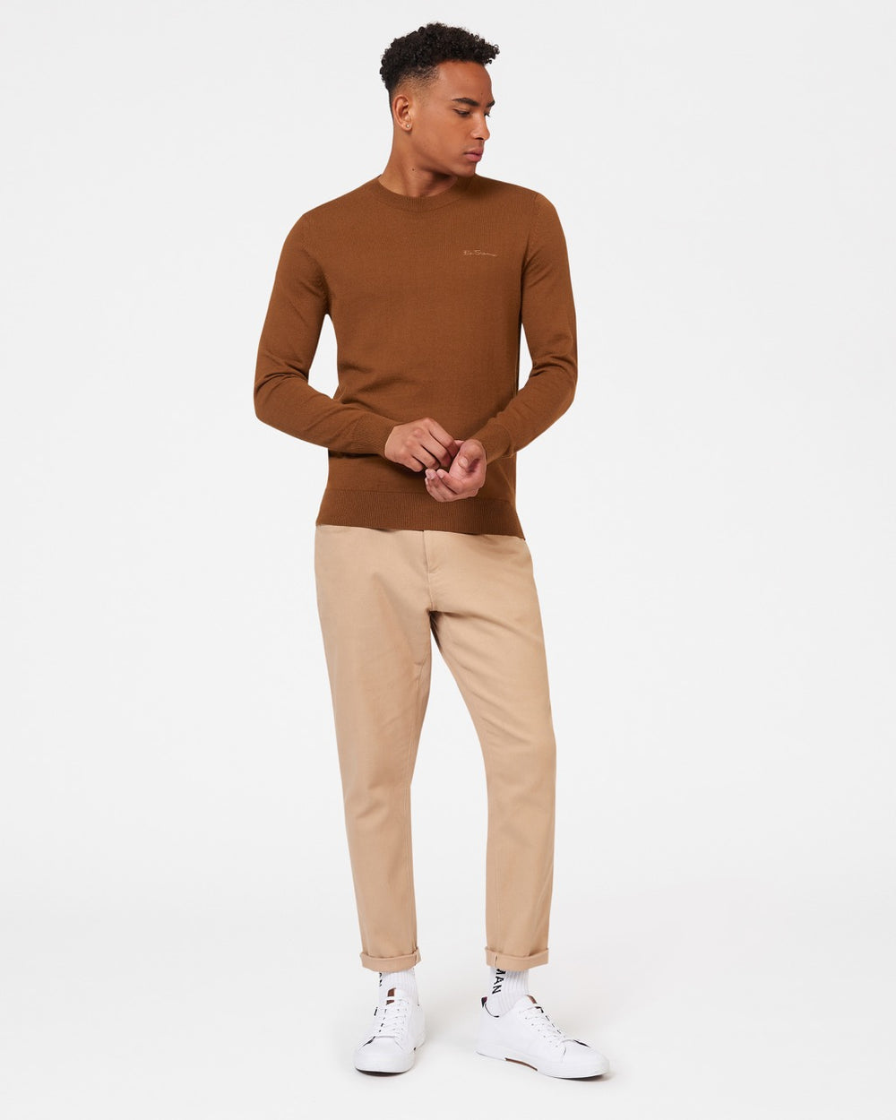 Brown Ben Sherman Signature Merino Crewneck Knitwear | 154078-BUE