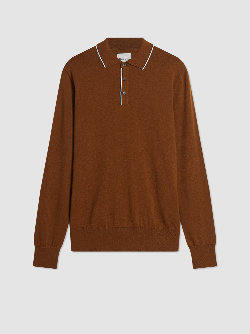 Brown Ben Sherman Tipped Merino Polo Neck Sweaters | 750389-BMF