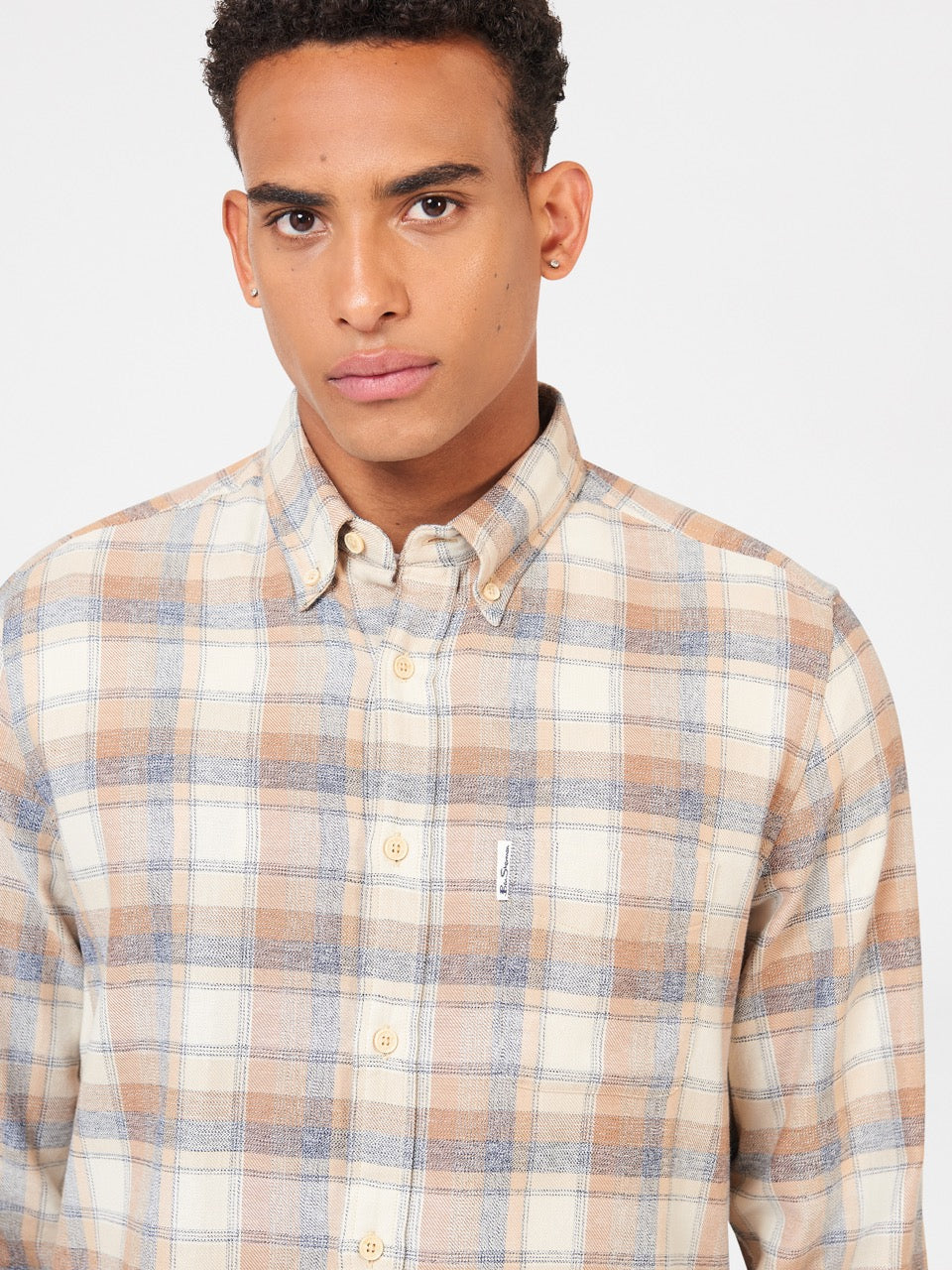 Brown Ben Sherman Twisted Yarn Check Shirts | 418206-EUG