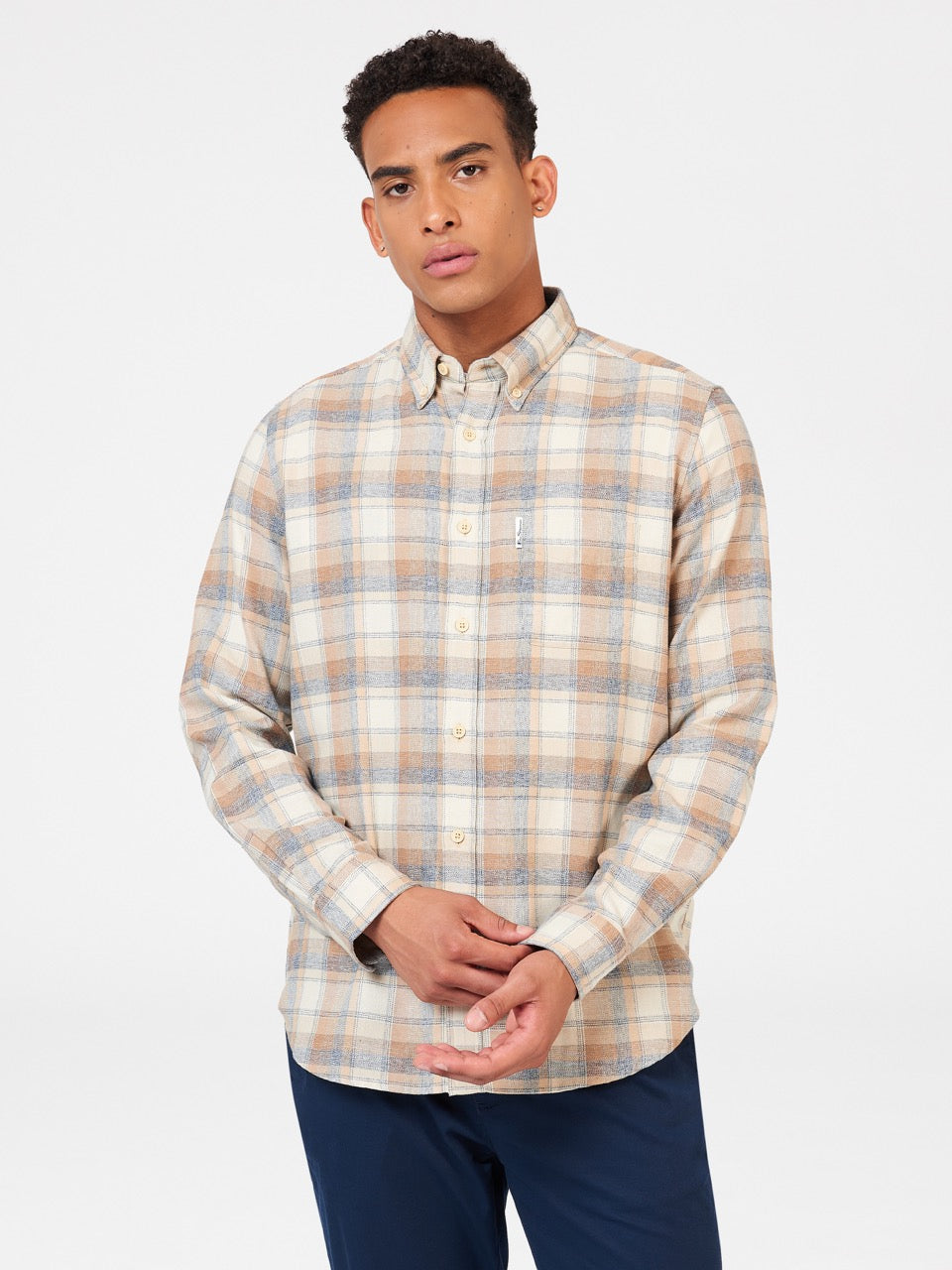 Brown Ben Sherman Twisted Yarn Check Shirts | 418206-EUG