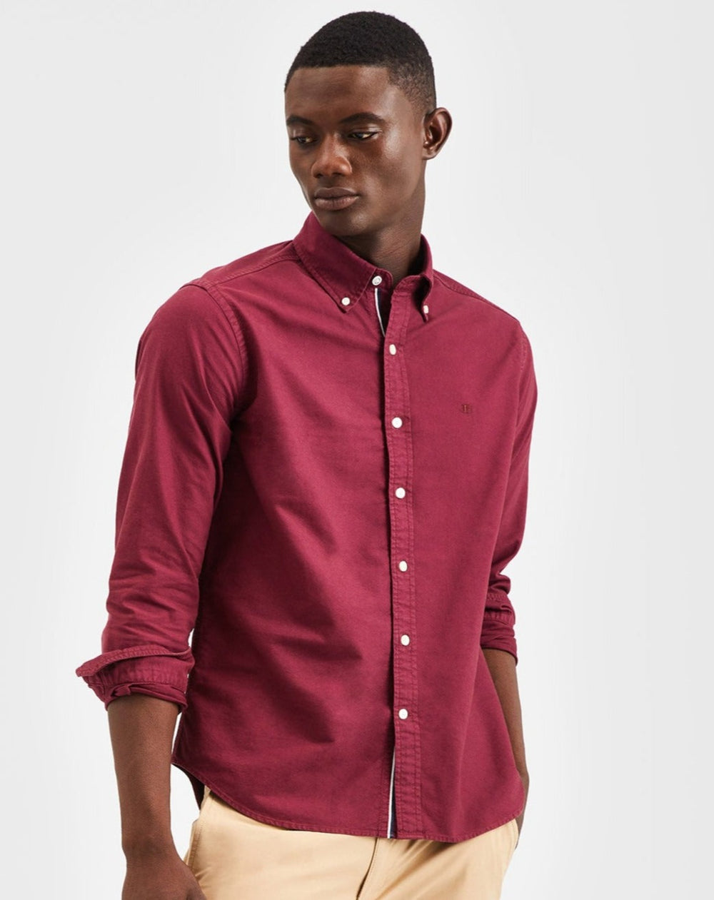 Burgundy Ben Sherman Beatnik Oxford Garment Dye Shirts | 352167-UJL