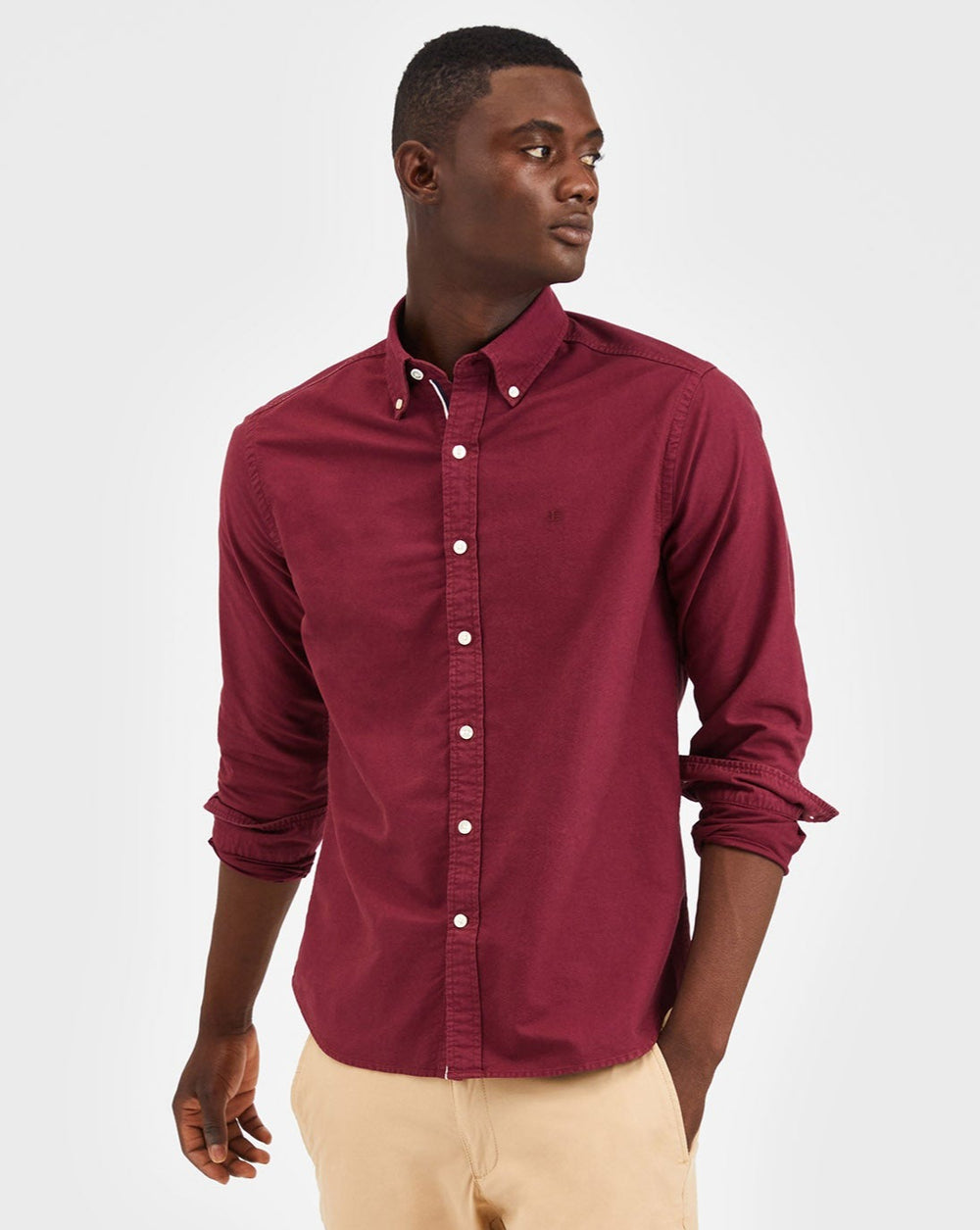 Burgundy Ben Sherman Beatnik Oxford Garment Dye Shirts | 352167-UJL