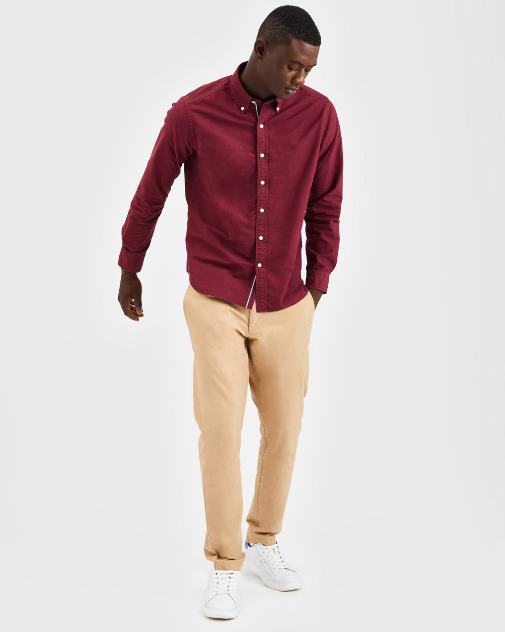 Burgundy Ben Sherman Beatnik Oxford Garment Dye Shirts | 352167-UJL