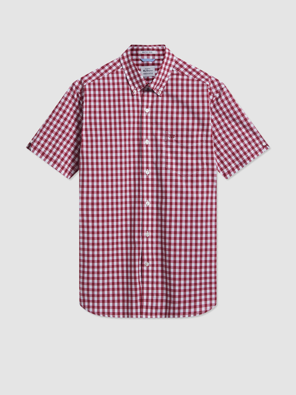 Burgundy Ben Sherman Short Sleeve House Poplin Gingham Shirts | 281473-TOZ