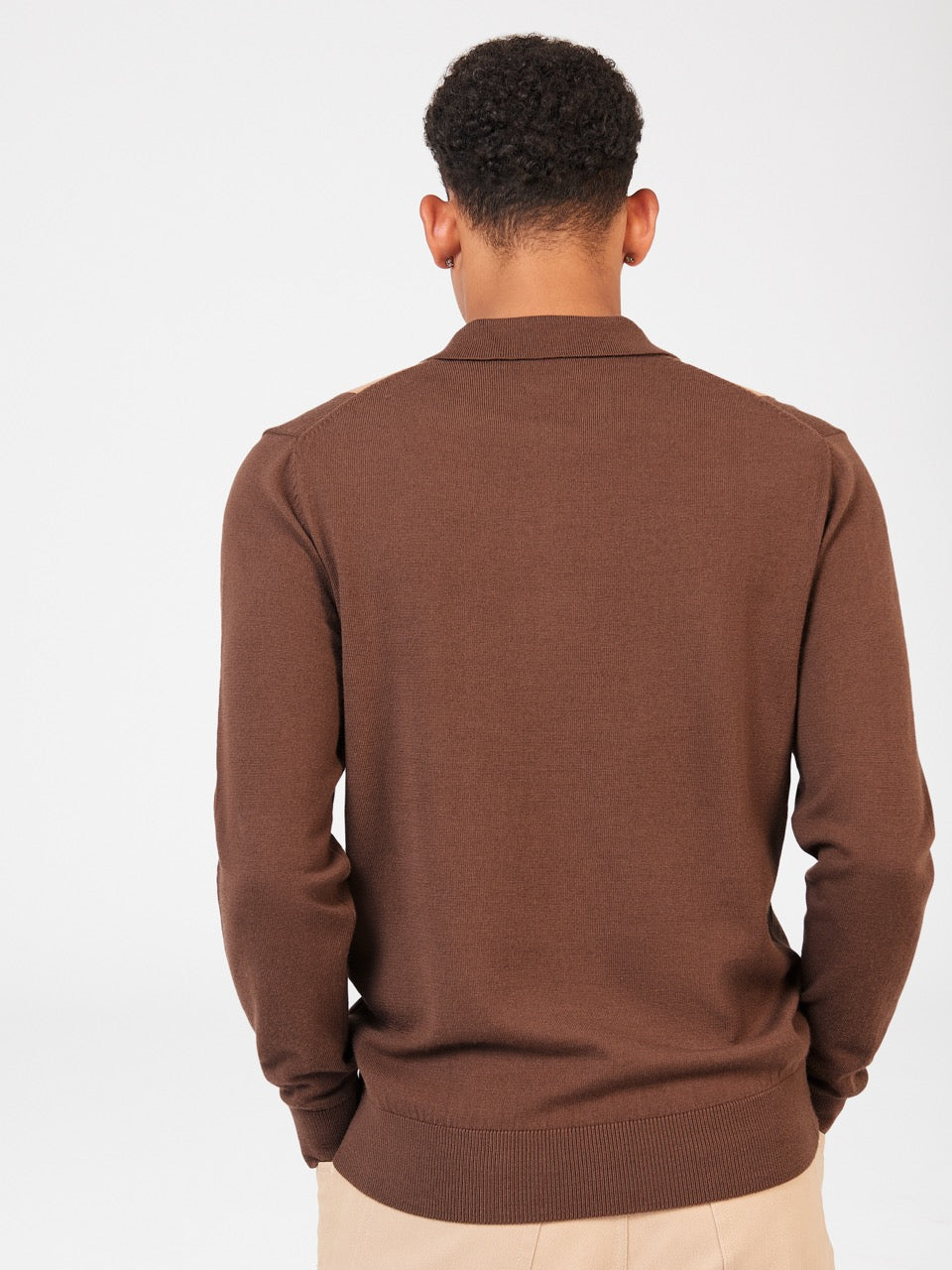 Chocolate Ben Sherman Block Stripe Merino Polo Neck Sweaters | 726481-AQH