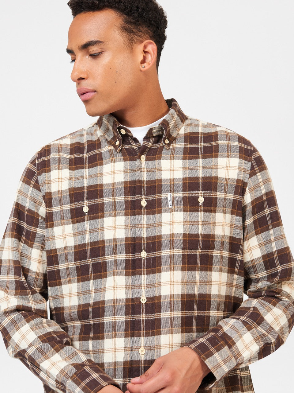 Chocolate Ben Sherman Brushed Plain Check Shirts | 492018-FZY