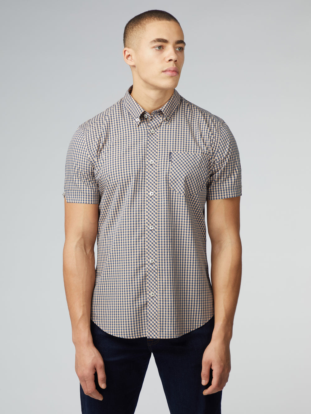 Copper Orange Ben Sherman Signature Short Sleeve Gingham Shirts | 751340-GTK