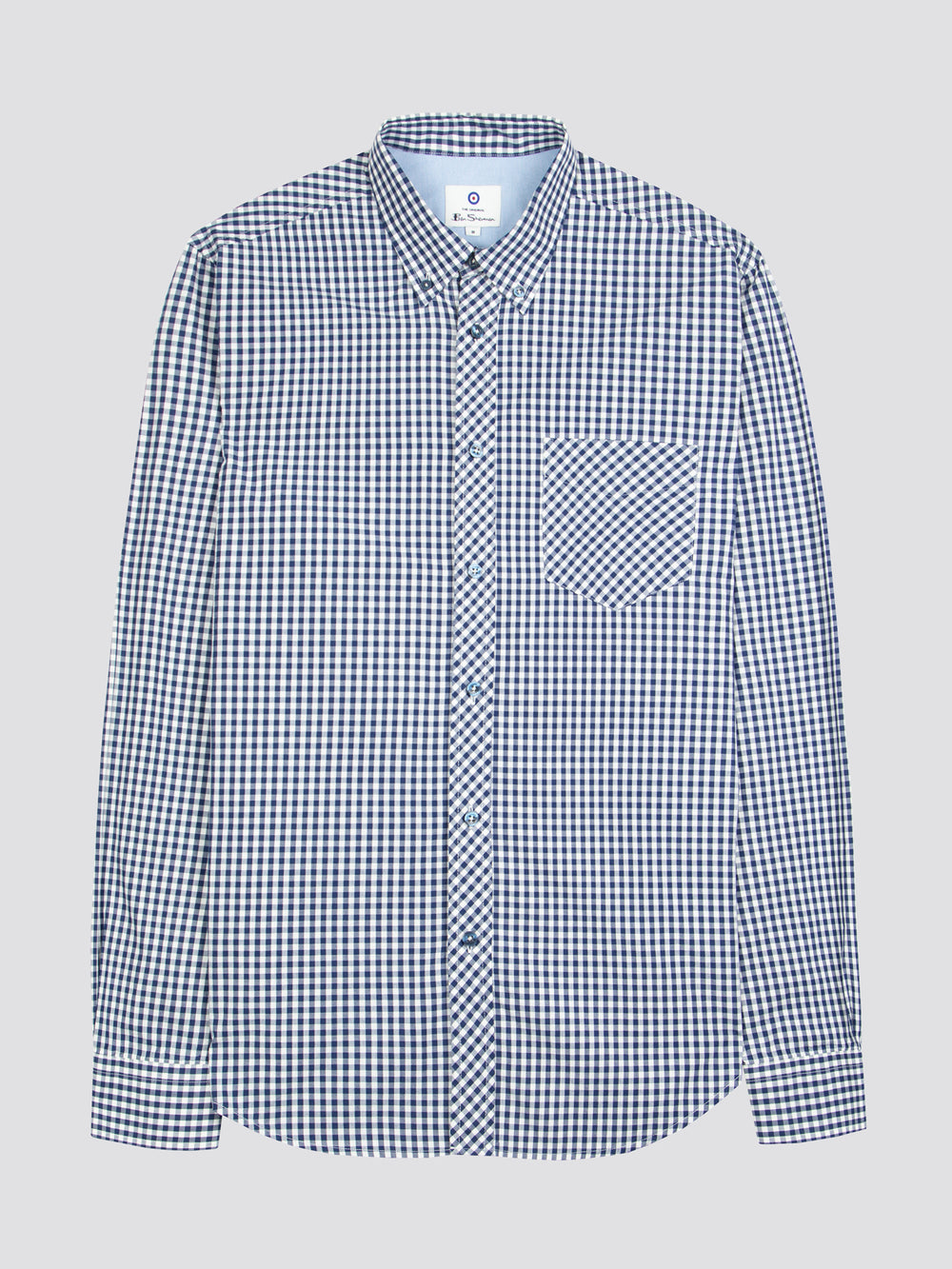 Dark Blue Ben Sherman Signature Long-Sleeve Gingham Shirts | 840321-ATG