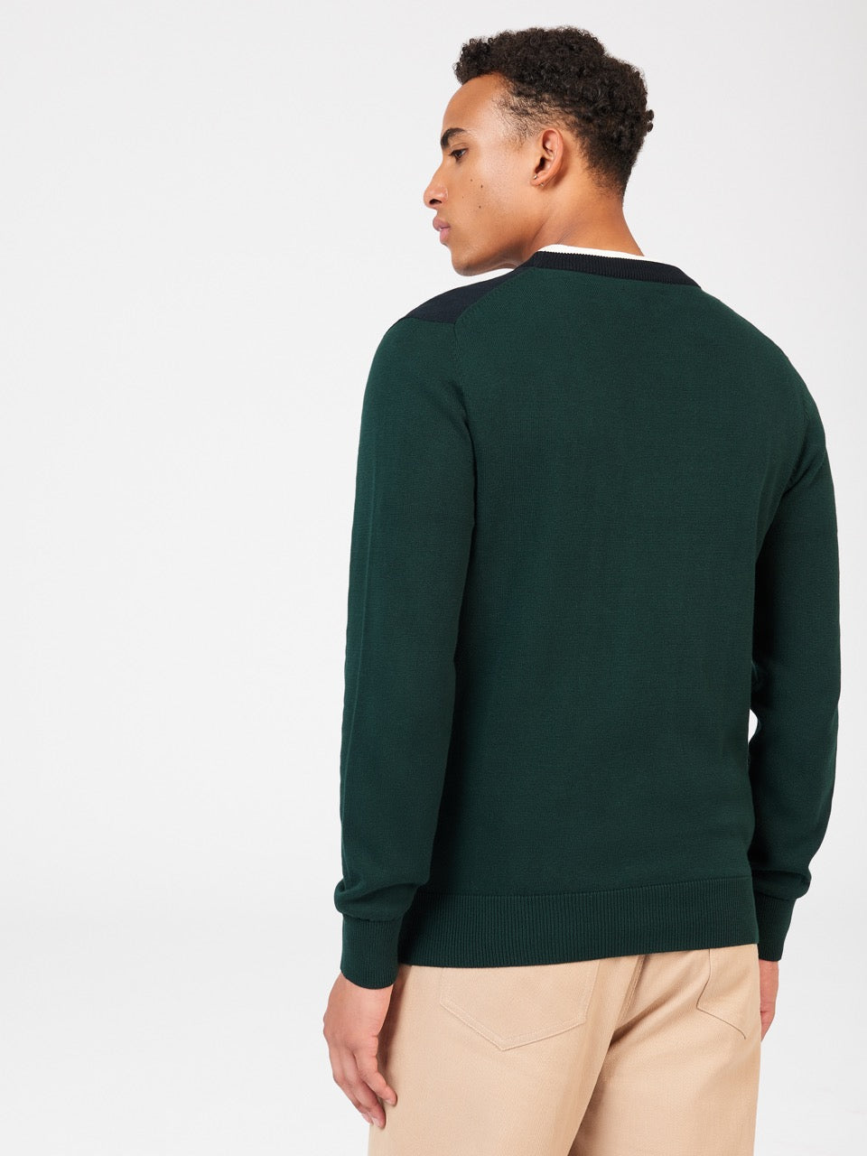 Dark Green Ben Sherman Chest Stripe Crewneck Knitwear | 982306-IET