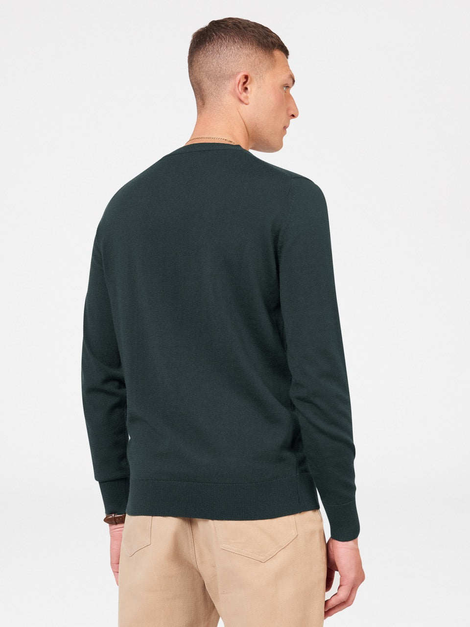 Dark Green Ben Sherman Signature Merino Crewneck Knitwear | 916352-SAV