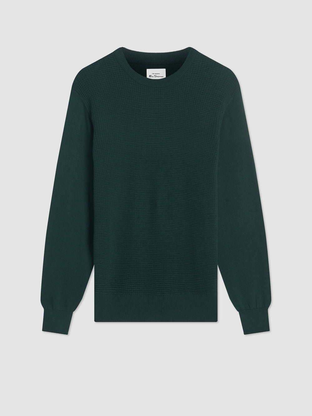 Dark Green Ben Sherman Textured Crewneck Knitwear | 173928-DMT