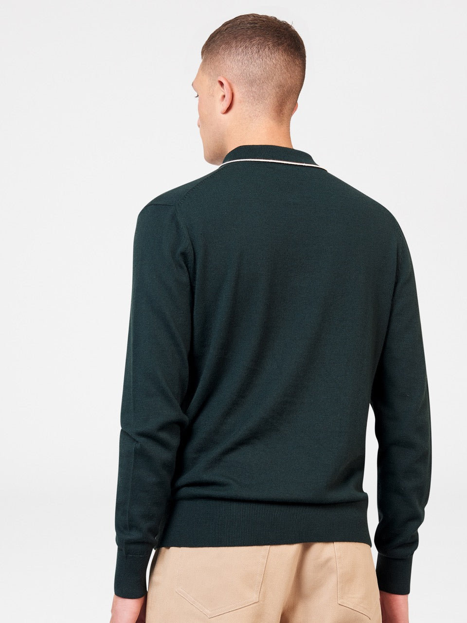 Dark Green Ben Sherman Tipped Merino Polo Neck Sweaters | 917265-XKB