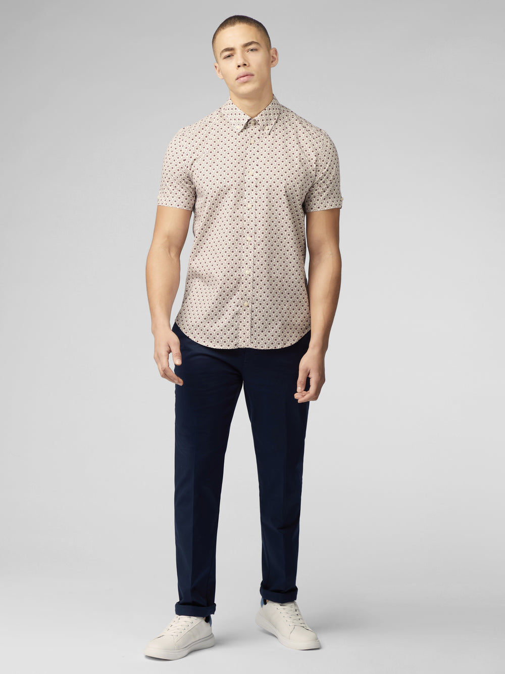 Dark Red Ben Sherman Block Geo Shirts | 296830-WEF