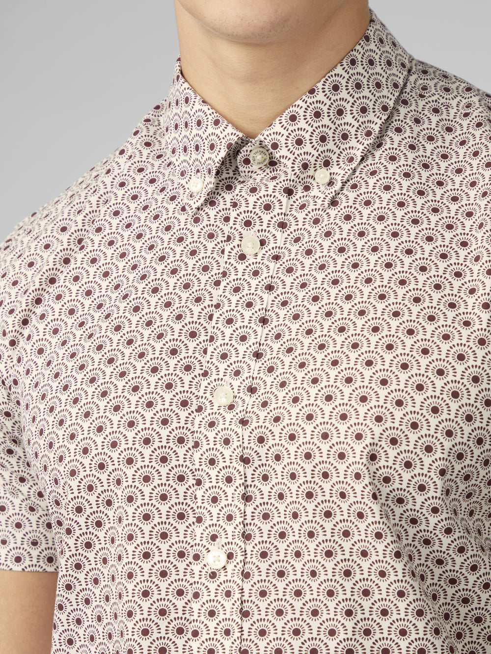 Dark Red Ben Sherman Block Geo Shirts | 296830-WEF