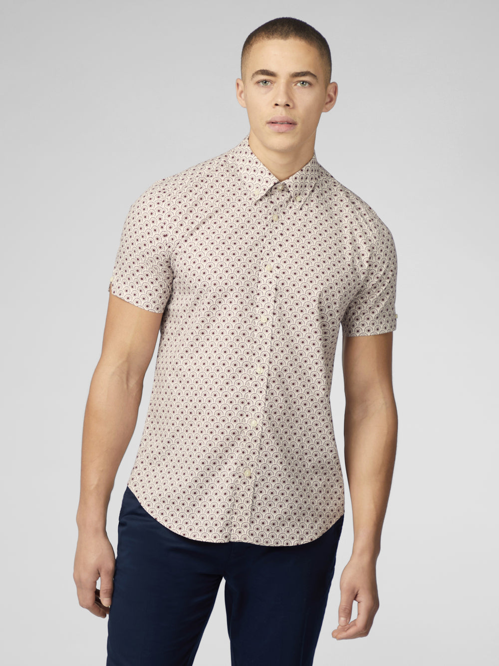 Dark Red Ben Sherman Block Geo Shirts | 296830-WEF