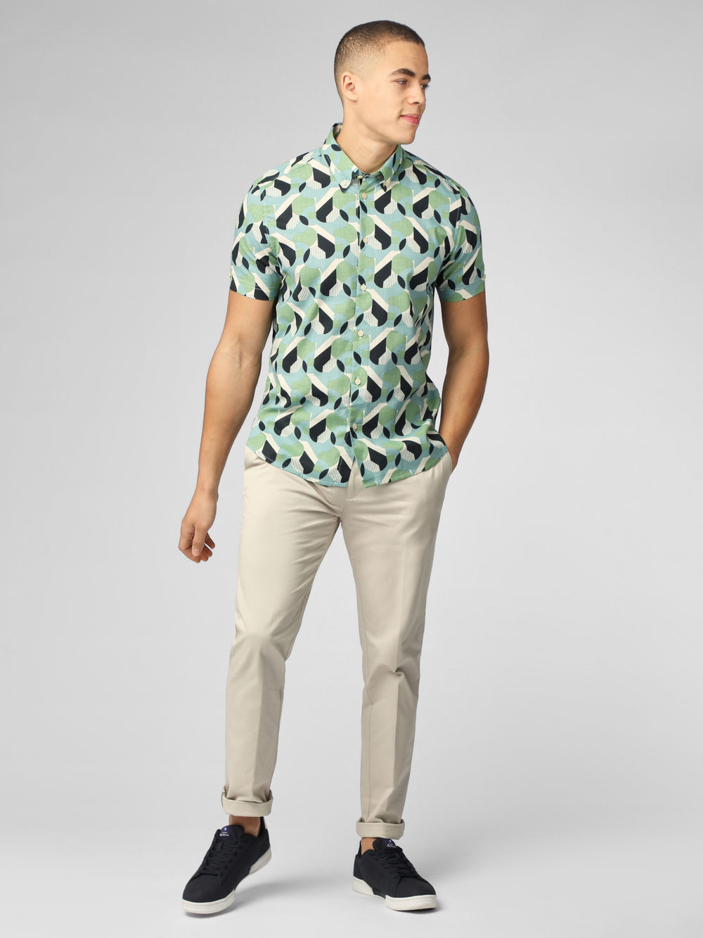 Green Ben Sherman Art Deco Shirts | 942675-JEV