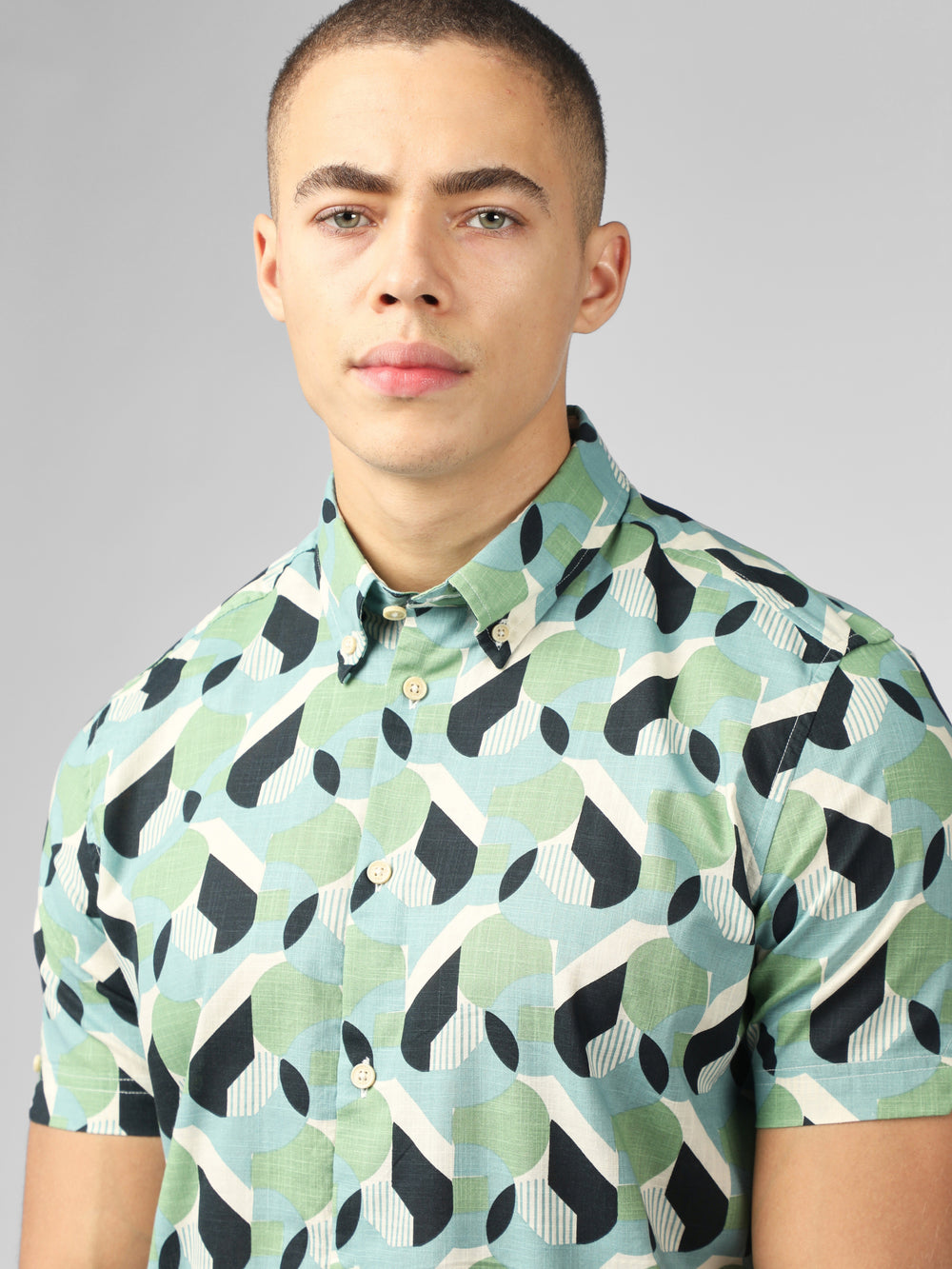 Green Ben Sherman Art Deco Shirts | 942675-JEV