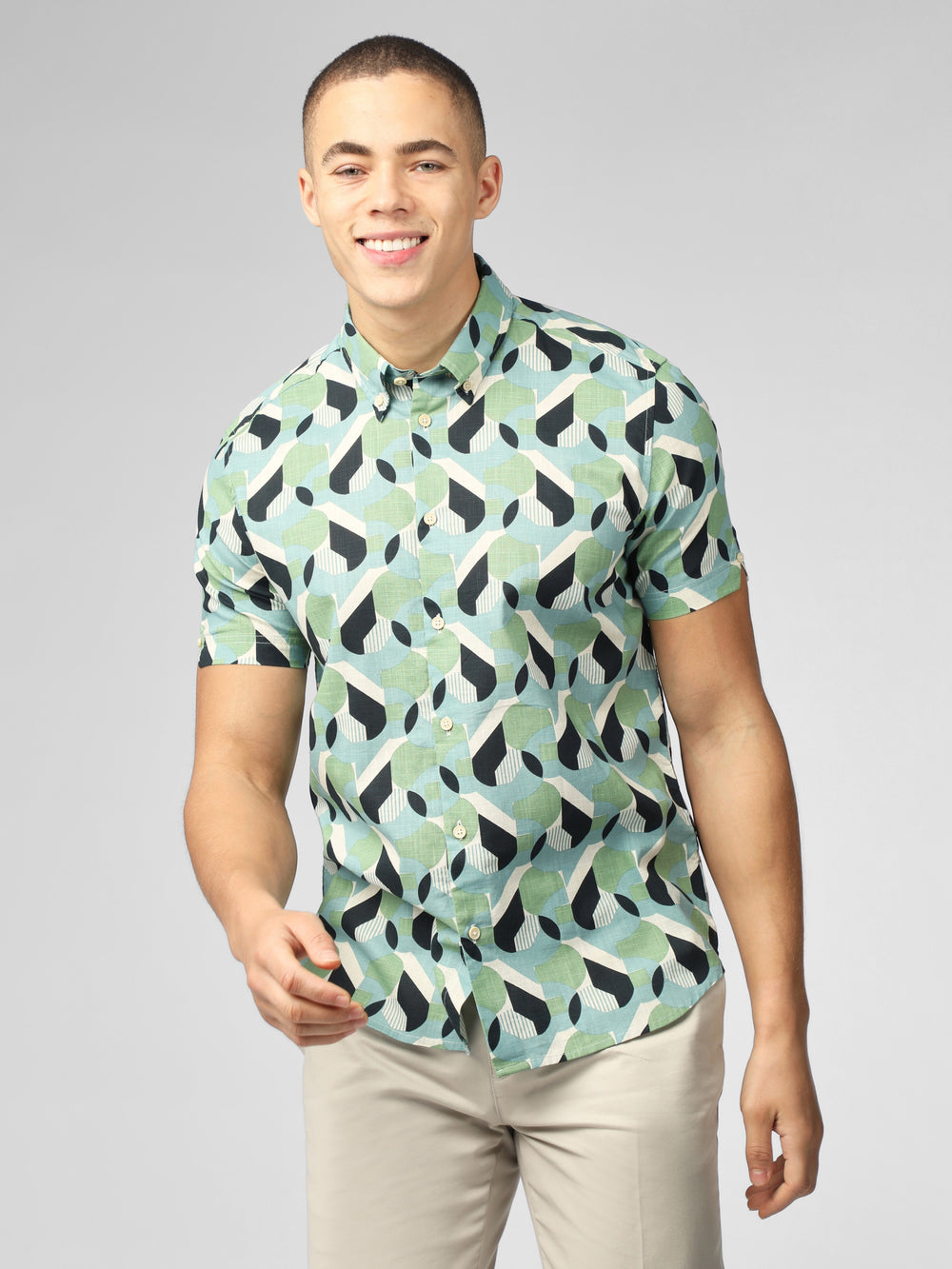 Green Ben Sherman Art Deco Shirts | 942675-JEV