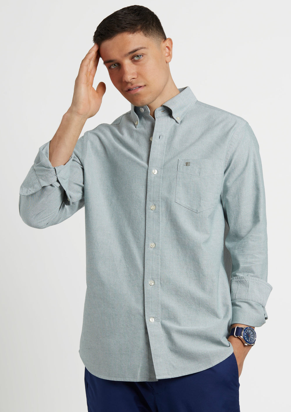 Green Ben Sherman Brighton Oxford Organic Green Shirts | 704695-IZC