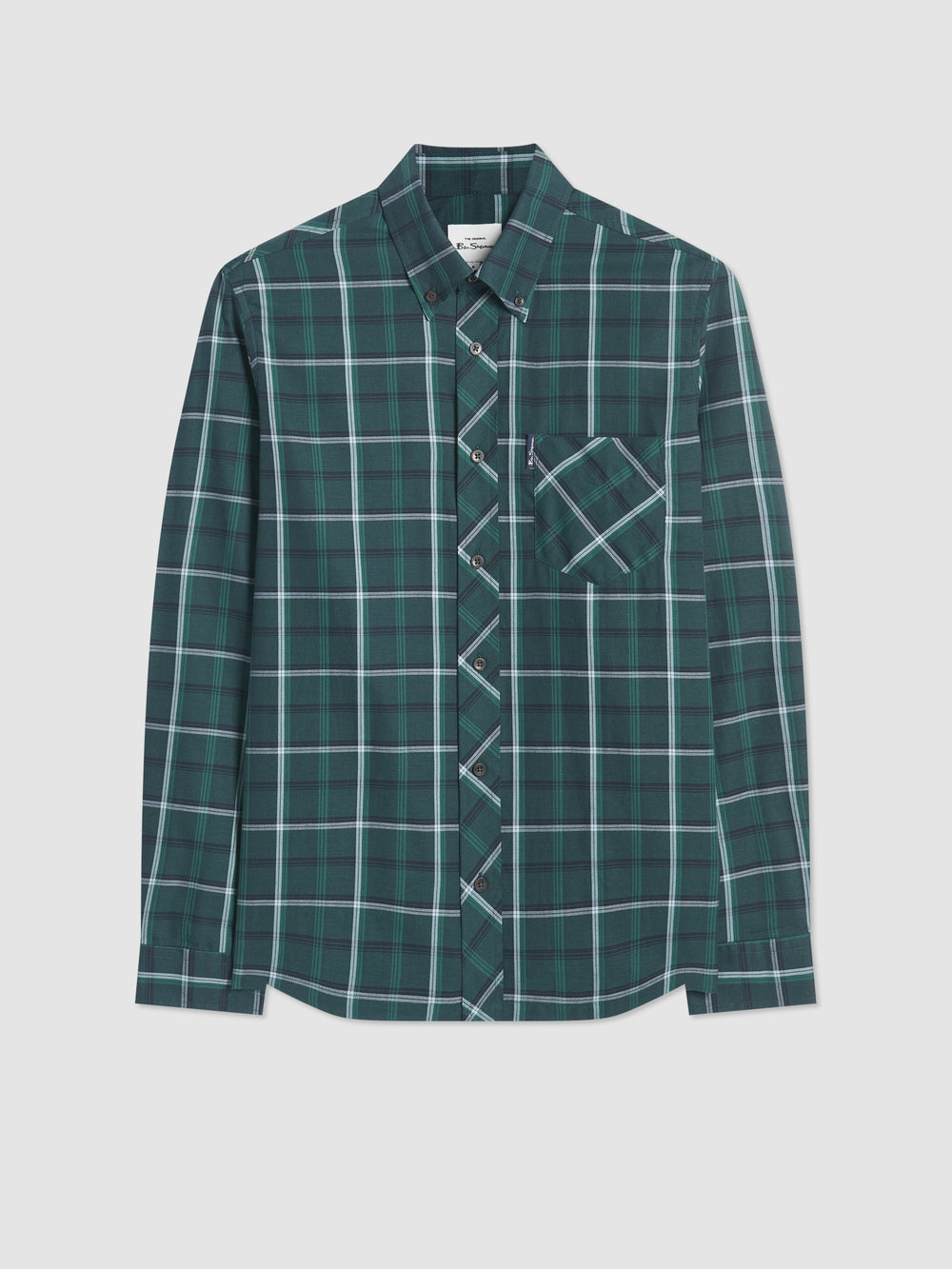 Green Ben Sherman Grid Check Shirts | 720841-WKG