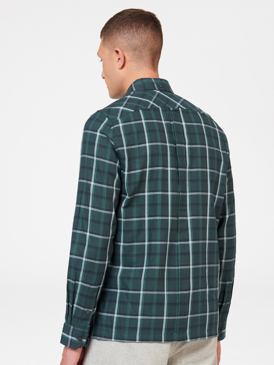 Green Ben Sherman Grid Check Shirts | 720841-WKG