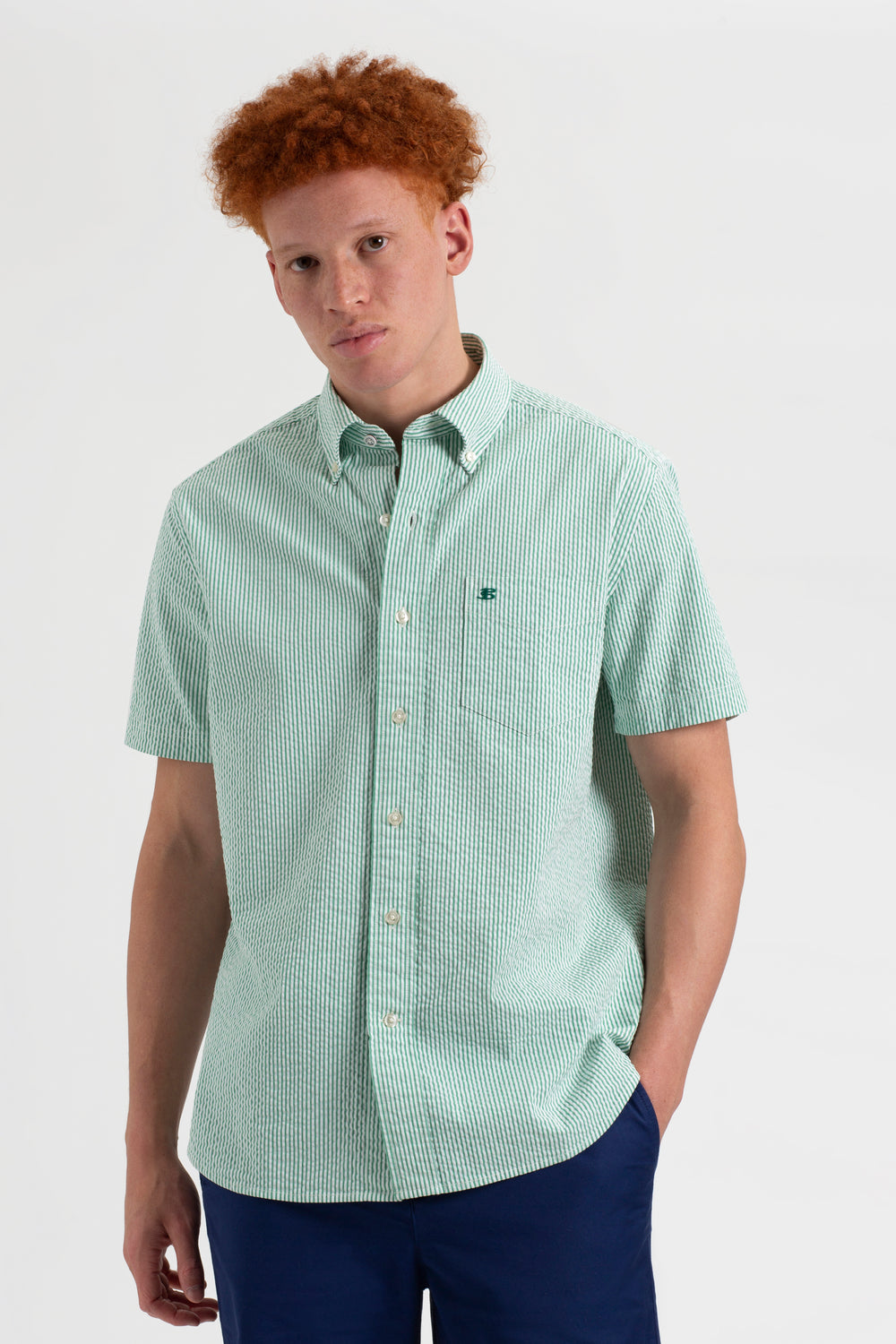 Green Ben Sherman Seersucker Bengal Stripe Shirts | 892730-BSP