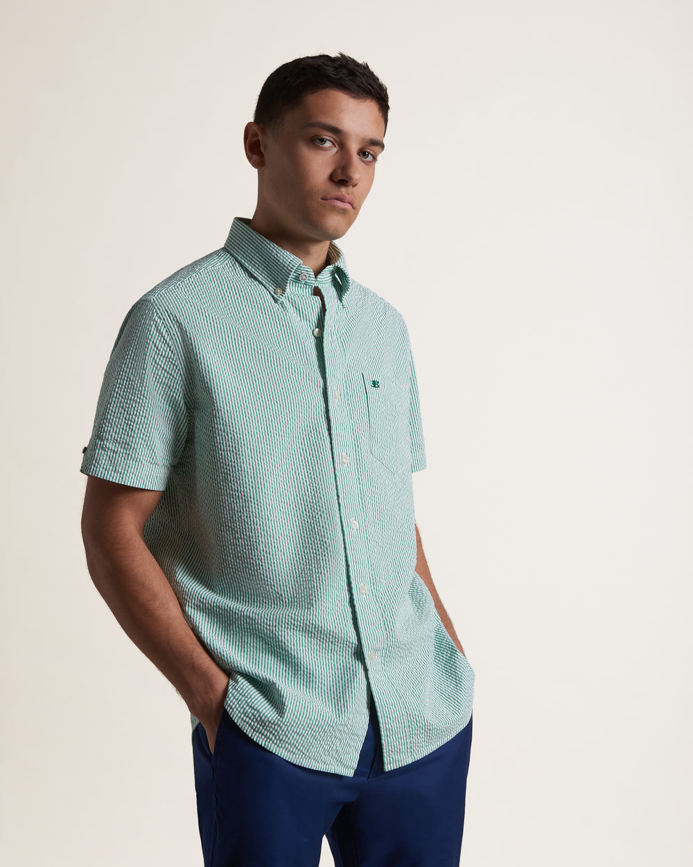 Green Ben Sherman Seersucker Bengal Stripe Shirts | 892730-BSP