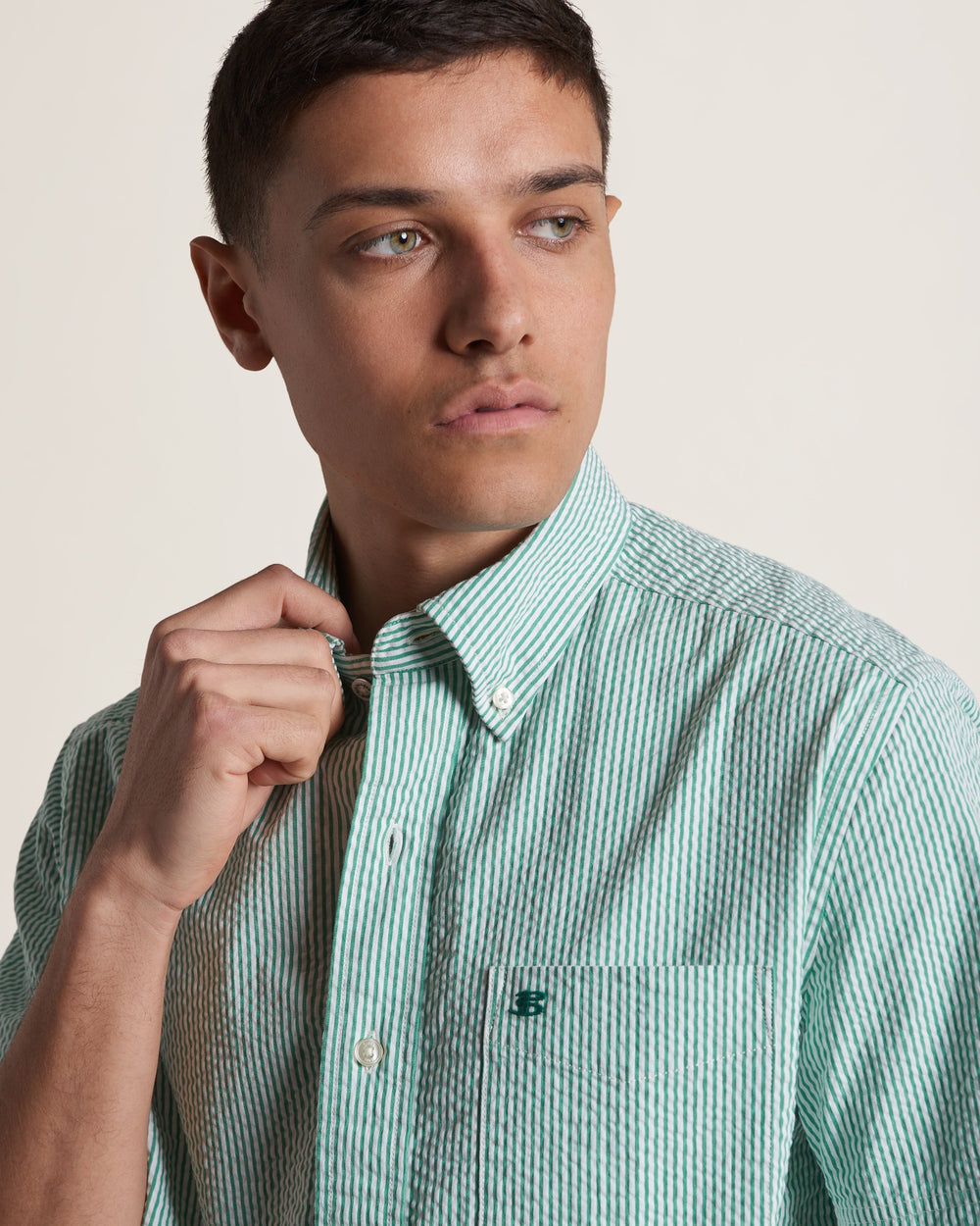 Green Ben Sherman Seersucker Bengal Stripe Shirts | 892730-BSP