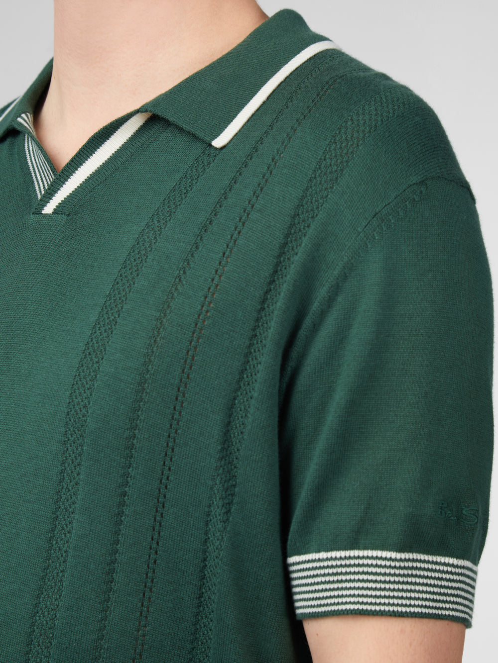 Green Ben Sherman Signature Open Neck Polo Knitwear | 476021-FQK