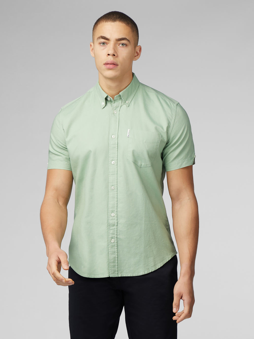 Green Ben Sherman Signature Short Sleeve Oxford Shirts | 195028-DOT