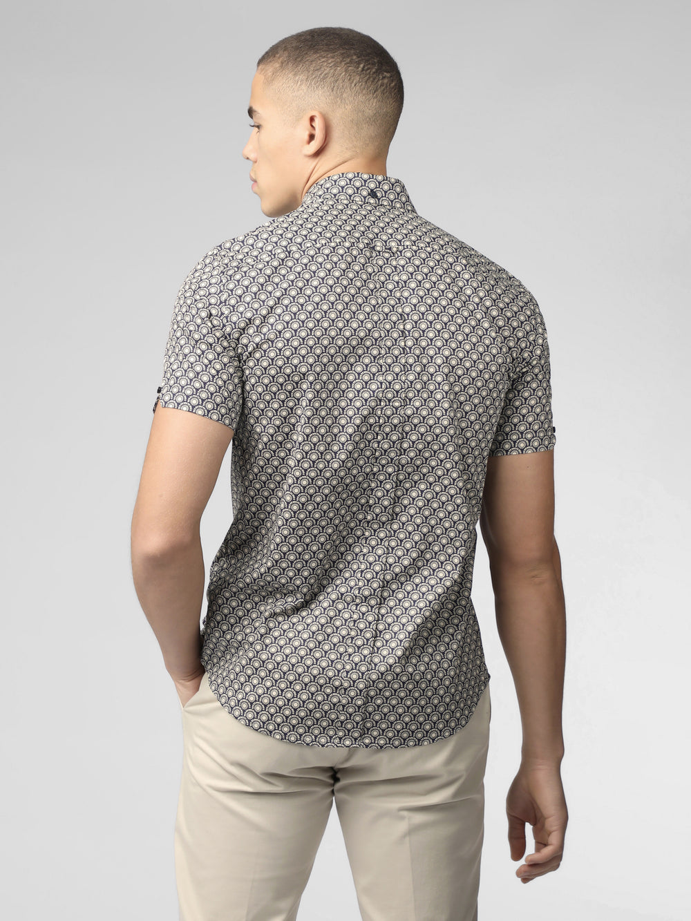 Grey Ben Sherman Block Geo Shirts | 579631-CMQ